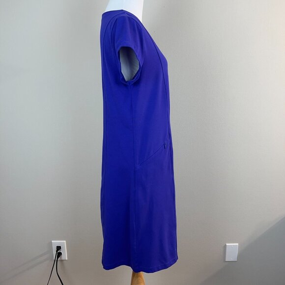 Toad & Co Dress Womens M Purple V-Neck Short Sleeve A-Line Stretch Aquaculture - Picture 6 of 11